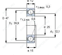Подшипник 7005 B.2RSR.TVH