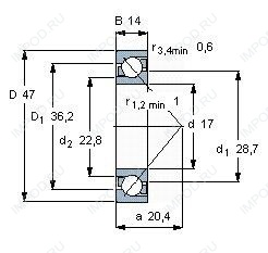 Подшипник 7303 B.2RSR.TVH Подшипник 7303 B.2RSR.TVH